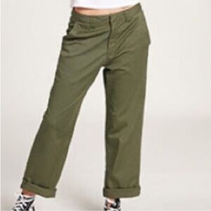 Volcom 26 Pants So Chickie High Waist Pants in Moss Green pockets belt loops NWT
